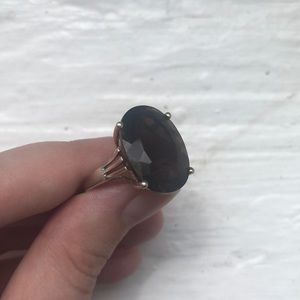 Sterling Silver Smoky Quartz Statement Ring